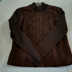 Brown suede look and knit jacket